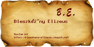 Bleszkány Elizeus névjegykártya